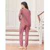 Ekouaer Womens Pajamas Long Sleeve Jogger Sets Comfy Pjs Soft Loungewear 2 Piece Lounge Sets with Pockets S-XXL(Old Rose)