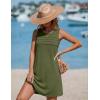 Ekouaer Womens Swimsuit Cover Up Pleated Front Bathing Suit Coverups 2026 Casual Tank Beach Dress with Pockets S-2XL(Army Green)