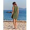 Ekouaer Womens Swimsuit Cover Up Pleated Front Bathing Suit Coverups 2026 Casual Tank Beach Dress with Pockets S-2XL(Army Green)