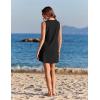 Ekouaer Womens Swimsuit Cover Up Pleated Front Bathing Suit Coverups 2026 Casual Tank Beach Dress with Pockets S-2XL(Black)