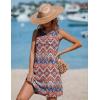 Ekouaer Womens Swimsuit Cover Up Pleated Front Bathing Suit Coverups 2026 Casual Tank Beach Dress with Pockets S-2XL(Boho Printing)