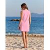 Ekouaer Womens Swimsuit Cover Up Pleated Front Bathing Suit Coverups 2026 Casual Tank Beach Dress with Pockets S-2XL(Coral Pink)