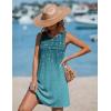 Ekouaer Womens Swimsuit Cover Up Pleated Front Bathing Suit Coverups 2026 Casual Tank Beach Dress with Pockets S-2XL(Green Leaf)