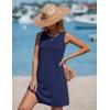 Ekouaer Womens Swimsuit Cover Up Pleated Front Bathing Suit Coverups 2026 Casual Tank Beach Dress with Pockets S-2XL(Navy Blue)