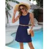 Ekouaer Womens Swimsuit Cover Up Pleated Front Bathing Suit Coverups 2026 Casual Tank Beach Dress with Pockets S-2XL(Navy Blue)