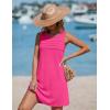 Ekouaer Womens Swimsuit Cover Up Pleated Front Bathing Suit Coverups 2026 Casual Tank Beach Dress with Pockets S-2XL(Rose Red)