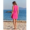 Ekouaer Womens Swimsuit Cover Up Pleated Front Bathing Suit Coverups 2026 Casual Tank Beach Dress with Pockets S-2XL(Rose Red)