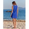 Ekouaer Womens Swimsuit Cover Up Pleated Front Bathing Suit Coverups 2026 Casual Tank Beach Dress with Pockets S-2XL(Royal Blue)