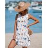 Ekouaer Womens Swimsuit Cover Up Pleated Front Bathing Suit Coverups 2026 Casual Tank Beach Dress with Pockets S-2XL(White Floral)