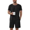 Ekouaer Mens Pajamas Sets Shorts Soft Short Sleeve Pjs Breathable Quick Dry Summer Sleepwear Casual Lounge Sets with Pockets(Black)