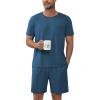 Ekouaer Mens Pajamas Sets Shorts Soft Short Sleeve Pjs Breathable Quick Dry Summer Sleepwear Casual Lounge Sets with Pockets(Deep Blue)