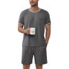 Ekouaer Mens Pajamas Sets Shorts Soft Short Sleeve Pjs Breathable Quick Dry Summer Sleepwear Casual Lounge Sets with Pockets(Grey)
