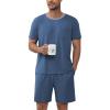 Ekouaer Mens Pajamas Sets Shorts Soft Short Sleeve Pjs Breathable Quick Dry Summer Sleepwear Casual Lounge Sets with Pockets(Grey Blue)
