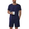 Ekouaer Mens Pajamas Sets Shorts Soft Short Sleeve Pjs Breathable Quick Dry Summer Sleepwear Casual Lounge Sets with Pockets(Navy Blue)