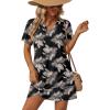 Ekouaer Women’s Coverup Short Sleeve Swimsuit Cover Ups 2026 Summer Bathing Suit Cover Twisted Cover Up Dress S-2XL(Black Palm Leaf)