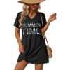 Ekouaer Women’s Coverup Short Sleeve Swimsuit Cover Ups 2026 Summer Bathing Suit Cover Twisted Cover Up Dress S-2XL(Black Summer Time)