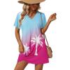 Ekouaer Women’s Coverup Short Sleeve Swimsuit Cover Ups 2026 Summer Bathing Suit Cover Twisted Cover Up Dress S-2XL(Blue Pink Tree)