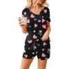 Ekouaer Womens Pajama Sets Short Sleeve Pajamas for Women Sets Soft Lounge Sets Casual V Neck Sleepwear PJS(Pink Heart)