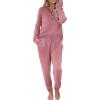 Ekouaer Womens Pajamas Long Sleeve Jogger Sets Comfy Pjs Soft Loungewear 2 Piece Lounge Sets with Pockets S-XXL(Old Rose)