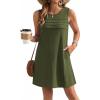 Ekouaer Womens Swimsuit Cover Up Pleated Front Bathing Suit Coverups 2026 Casual Tank Beach Dress with Pockets S-2XL(Army Green)