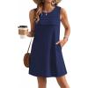 Ekouaer Womens Swimsuit Cover Up Pleated Front Bathing Suit Coverups 2026 Casual Tank Beach Dress with Pockets S-2XL(Navy Blue)