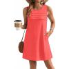 Ekouaer Womens Swimsuit Cover Up Pleated Front Bathing Suit Coverups 2026 Casual Tank Beach Dress with Pockets S-2XL(Orange Pink)