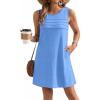 Ekouaer Womens Swimsuit Cover Up Pleated Front Bathing Suit Coverups 2026 Casual Tank Beach Dress with Pockets S-2XL(Sky Blue)