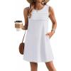 Ekouaer Womens Swimsuit Cover Up Pleated Front Bathing Suit Coverups 2026 Casual Tank Beach Dress with Pockets S-2XL(White)