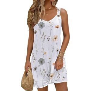 Ekouaer Swimsuit Coverup for Women Sleeveless Bathing Suit Cover Up 2026 Twisted Tank Beach Summer Dress A-line Sundress(White Floral)