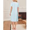 Ekouaer Cotton Nightgowns for Women Short Sleeve House Dress Pleated Night Gown Button Sleep Shirt Ladies Nightdress(Baby Blue)