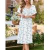Ekouaer Cotton Nightgowns for Women Short Sleeve House Dress Pleated Night Gown Button Sleep Shirt Ladies Nightdress(Floral Blue White)