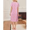 Ekouaer Cotton Nightgowns for Women Short Sleeve House Dress Pleated Night Gown Button Sleep Shirt Ladies Nightdress(Floral Pink)