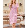 Ekouaer Cotton Nightgowns for Women Short Sleeve House Dress Pleated Night Gown Button Sleep Shirt Ladies Nightdress(Floral Pink)