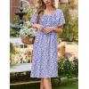 Ekouaer Cotton Nightgowns for Women Short Sleeve House Dress Pleated Night Gown Button Sleep Shirt Ladies Nightdress(Floral Purple)