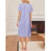 Ekouaer Cotton Nightgowns for Women Short Sleeve House Dress Pleated Night Gown Button Sleep Shirt Ladies Nightdress(Floral Purple)