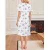Ekouaer Cotton Nightgowns for Women Short Sleeve House Dress Pleated Night Gown Button Sleep Shirt Ladies Nightdress(Floral Purple White)