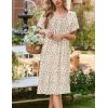 Ekouaer Cotton Nightgowns for Women Short Sleeve House Dress Pleated Night Gown Button Sleep Shirt Ladies Nightdress(Floral Yellow)