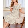 Ekouaer Cotton Nightgowns for Women Short Sleeve House Dress Pleated Night Gown Button Sleep Shirt Ladies Nightdress(Floral Yellow)