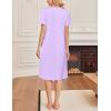 Ekouaer Cotton Nightgowns for Women Short Sleeve House Dress Pleated Night Gown Button Sleep Shirt Ladies Nightdress(Lavender Purple)