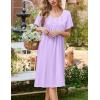Ekouaer Cotton Nightgowns for Women Short Sleeve House Dress Pleated Night Gown Button Sleep Shirt Ladies Nightdress(Lavender Purple)