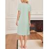 Ekouaer Cotton Nightgowns for Women Short Sleeve House Dress Pleated Night Gown Button Sleep Shirt Ladies Nightdress(Light Green)