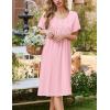 Ekouaer Cotton Nightgowns for Women Short Sleeve House Dress Pleated Night Gown Button Sleep Shirt Ladies Nightdress(Light Pink)