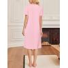 Ekouaer Cotton Nightgowns for Women Short Sleeve House Dress Pleated Night Gown Button Sleep Shirt Ladies Nightdress(Light Pink)