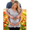 Ekouaer Maternity Shirts 3 Packs Flying Short Sleeve Maternity Tops V Neck T-Shirt Pregnancy Clothes S-XXL(Black/Light Grey/Dirty Pink)
