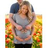 Ekouaer Maternity Shirts 3 Packs Flying Short Sleeve Maternity Tops V Neck T-Shirt Pregnancy Clothes S-XXL(Black/Olive Green/Grey)
