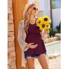 Ekouaer Maternity Shirts 3 Packs Flying Short Sleeve Maternity Tops V Neck T-Shirt Pregnancy Clothes S-XXL(Red/Grey/Caramel)