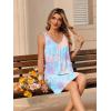 Ekouaer Nightgowns for Women Bamboo Viscose Night Gown Sleeveless Sleep Shirts Tank Sleep Dress V-neck Sleepwear(Blue Tie Dye)