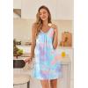 Ekouaer Nightgowns for Women Bamboo Viscose Night Gown Sleeveless Sleep Shirts Tank Sleep Dress V-neck Sleepwear(Blue Tie Dye)