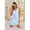 Ekouaer Nightgowns for Women Bamboo Viscose Night Gown Sleeveless Sleep Shirts Tank Sleep Dress V-neck Sleepwear(Blue Tie Dye)