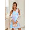 Ekouaer Nightgowns for Women Bamboo Viscose Night Gown Sleeveless Sleep Shirts Tank Sleep Dress V-neck Sleepwear(Blue Tie Dye)